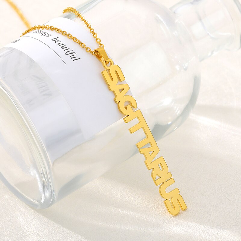 Constellation Zodiac Necklace For Women Stainless Steel Gold Color Necklace Taurus Aries Virgo Choker Collares Aesthetic Jewerly