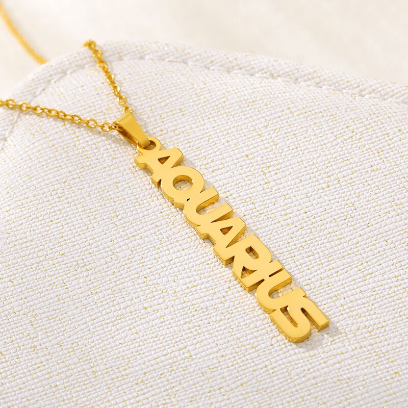 Constellation Zodiac Necklace For Women Stainless Steel Gold Color Necklace Taurus Aries Virgo Choker Collares Aesthetic Jewerly