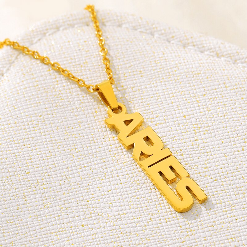 Constellation Zodiac Necklace For Women Stainless Steel Gold Color Necklace Taurus Aries Virgo Choker Collares Aesthetic Jewerly