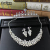 Continental white rhinestone pearl butterfly tiara leaf necklace earrings three-piece jewelry sets wedding jewelry sets