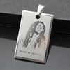 Cool Boy Men Reggae Bob Marley Stainless steel Tag Pendant Necklace Punk Rock Laser plating Leather Beads chain Jewelry Gift Who