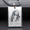 Cool Boy Men Reggae Bob Marley Stainless steel Tag Pendant Necklace Punk Rock Laser plating Leather Beads chain Jewelry Gift Who