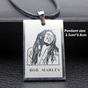 Cool Boy Men Reggae Bob Marley Stainless steel Tag Pendant Necklace Punk Rock Laser plating Leather Beads chain Jewelry Gift Who