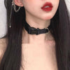 Cool Girl Punk Gothic Button Choker Cloth Adjustable Black Short Chain Metal Line Necklaces for Women Jewelry Party Gift