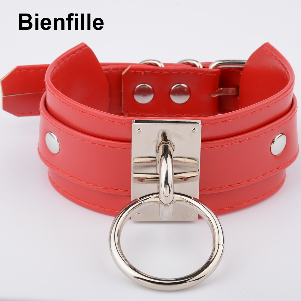 Cool Harajuku Oversized Women Necklace 40mm Gold Metal O Round Collars Kawaii Punk Heavy Duty Bondage BDSM Large Choker