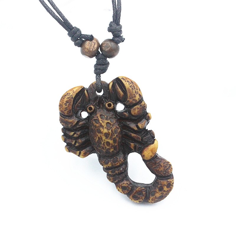 Cool Yak Bone Carving Scorpion Necklace Men Women's Resin Pendants Charms Jewelry XL60