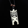 Cool tribal yak bone carved tiki man totem necklace pendant totem luau hula surf girl Talisman Gift