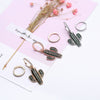Copper Earrings with Gold Silver Color Cubic Zircon Hoop Earring for Women Jewelry Cactus Charm Earrings 2022 Design