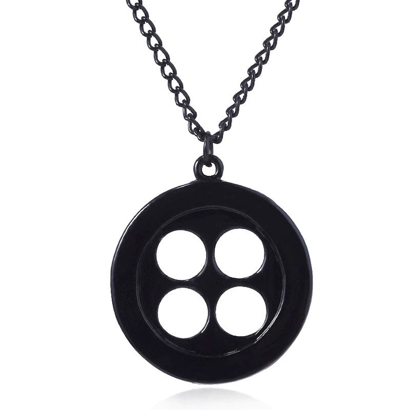 Coraline & The Secret Door Necklace Horror Movie Peripheral Black Button Key Pendant Men's And Women's Halloween Jewelry Gifts
