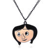 Coraline & The Secret Door Necklace Horror Movie Peripheral Black Button Key Pendant Men's And Women's Halloween Jewelry Gifts