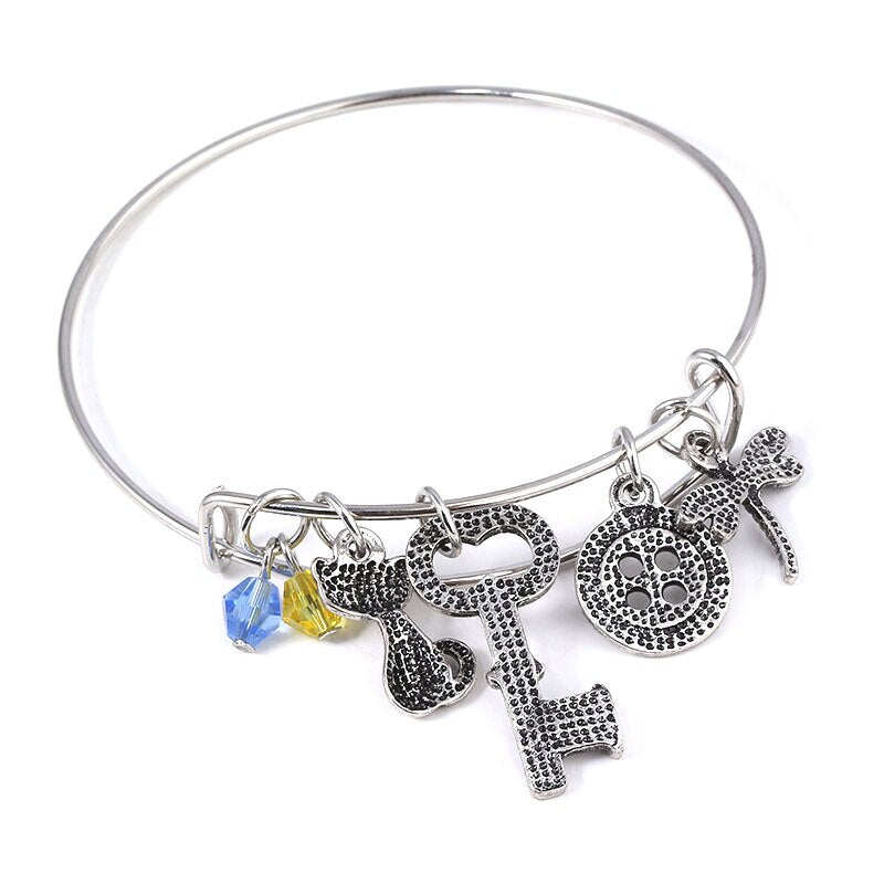 Coraline & The Secret Door Necklace Horror Movie Peripheral Black Button Key Pendant Men's And Women's Halloween Jewelry Gifts