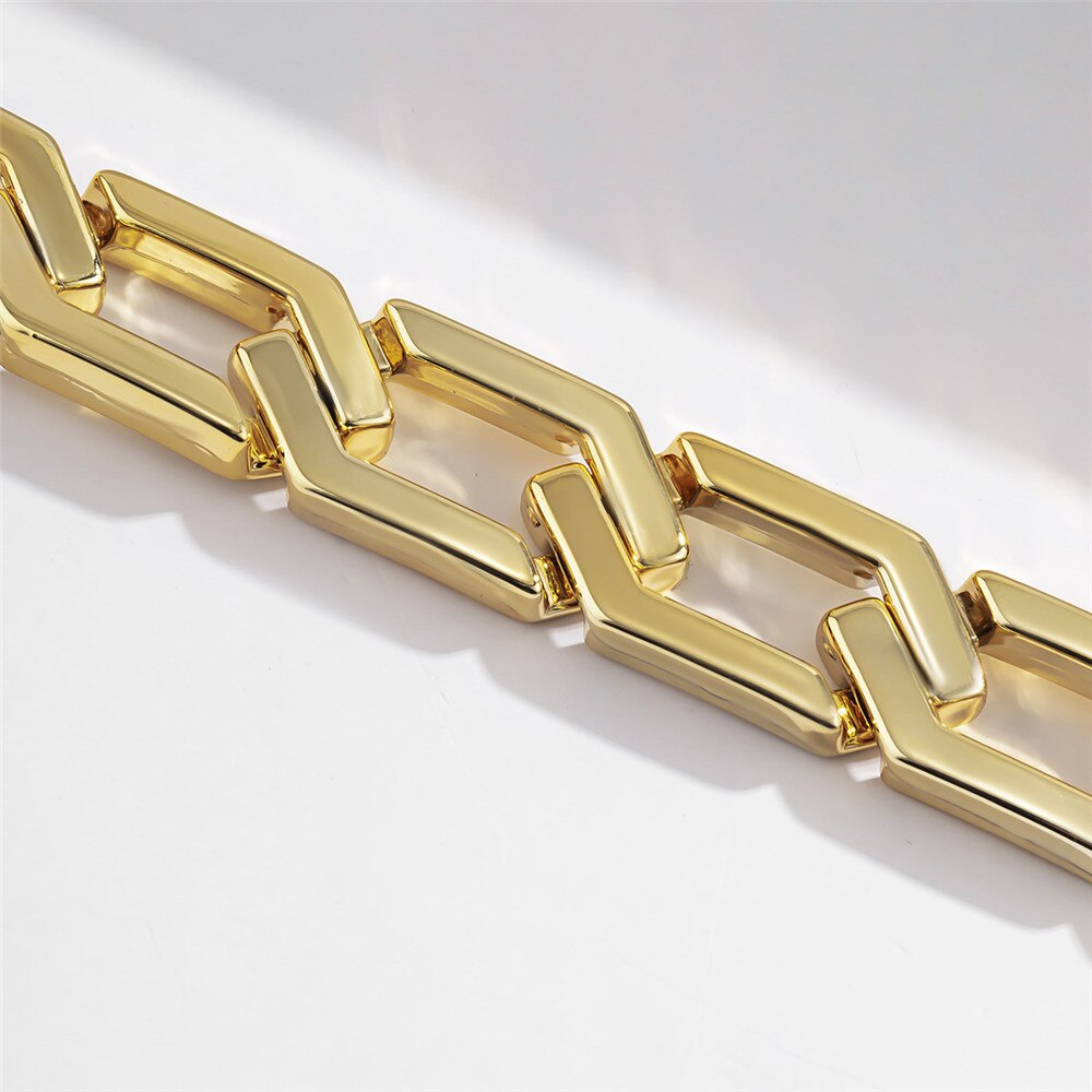 Cosysail Vintage Hexagon Thick Chains Choker Necklace Punk Chunky Short Collar Necklace for Female Jewelry 2021