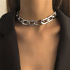 Cosysail Vintage Hexagon Thick Chains Choker Necklace Punk Chunky Short Collar Necklace for Female Jewelry 2021