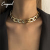 Cosysail Vintage Hexagon Thick Chains Choker Necklace Punk Chunky Short Collar Necklace for Female Jewelry 2021