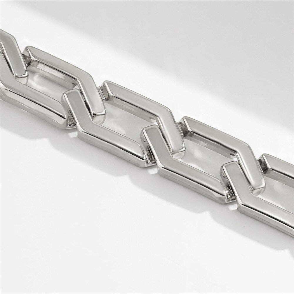 Cosysail Vintage Hexagon Thick Chains Choker Necklace Punk Chunky Short Collar Necklace for Female Jewelry 2021