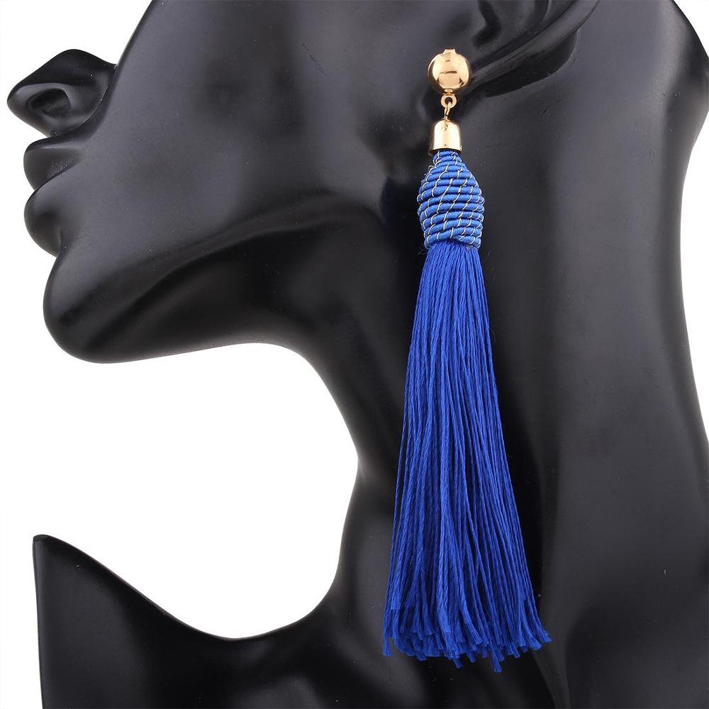 Cotton Tassel Earring Drop Earrings Bohemia S925 Pin Ethnic Jewelry Vintage Knitting Long Women's Fashion European Style Sexy