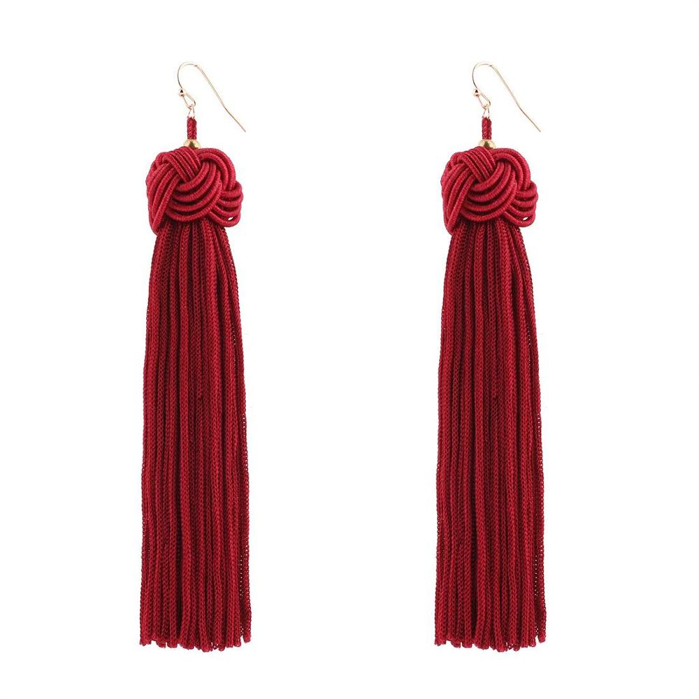 Cotton Tassel Earring Drop Earrings Bohemia S925 Pin Ethnic Jewelry Vintage Knitting Long Women's Fashion European Style Sexy