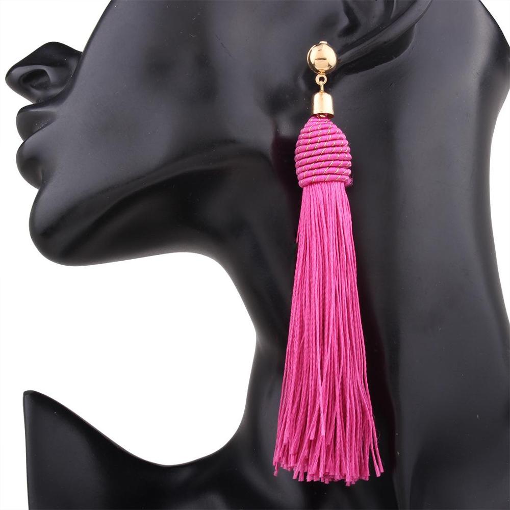 Cotton Tassel Earring Drop Earrings Bohemia S925 Pin Ethnic Jewelry Vintage Knitting Long Women's Fashion European Style Sexy