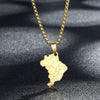 Country Flag Brazil Map Necklace Men Women Street Style Hip Hop Stainless Steel Jewelry Party Gift Collier