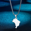 Country Flag Brazil Map Necklace Men Women Street Style Hip Hop Stainless Steel Jewelry Party Gift Collier