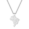 Country Flag Brazil Map Necklace Men Women Street Style Hip Hop Stainless Steel Jewelry Party Gift Collier