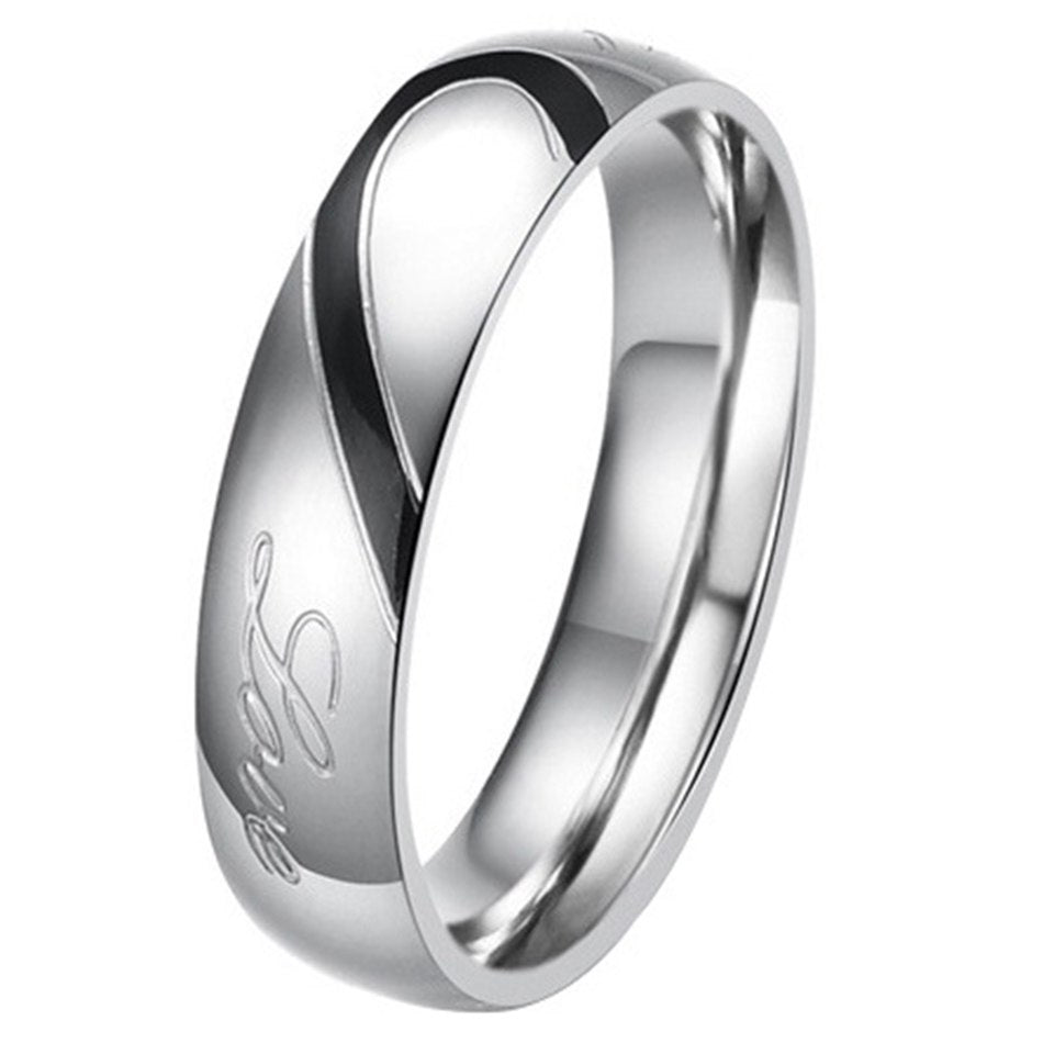 Couple Titanium Heart Shape Wedding Rings Women Men Romantic Stainless Steel Ring Bridegroom Bride Classic Engagement Jewelry