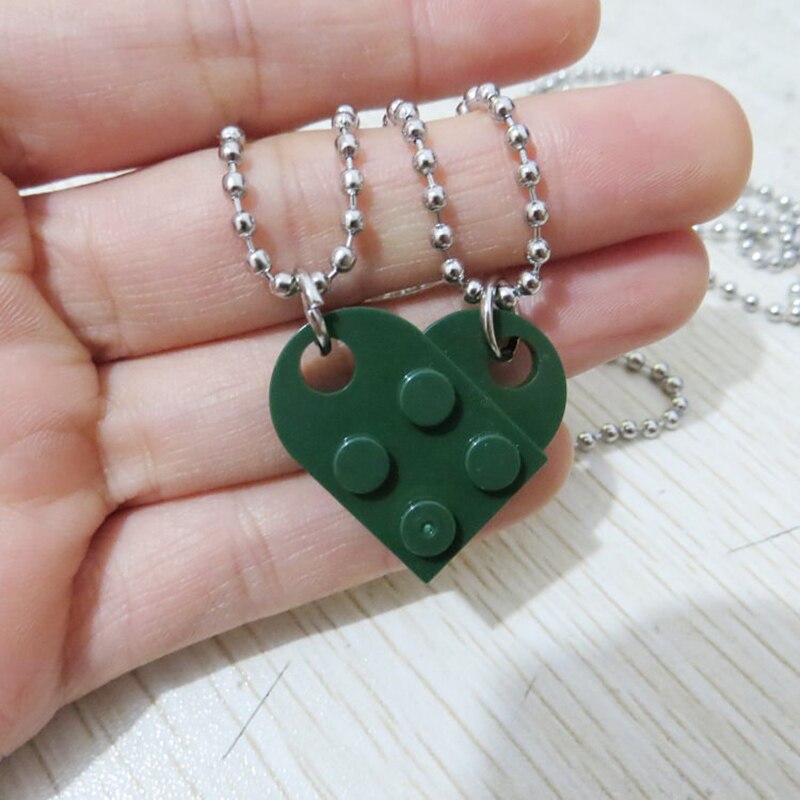 Brick Necklace for Couples Friendship Heart Pendant Shaped 2 Two Piece  Jewelry Set Compatible with Lego Gifts for Him Her - AliExpress