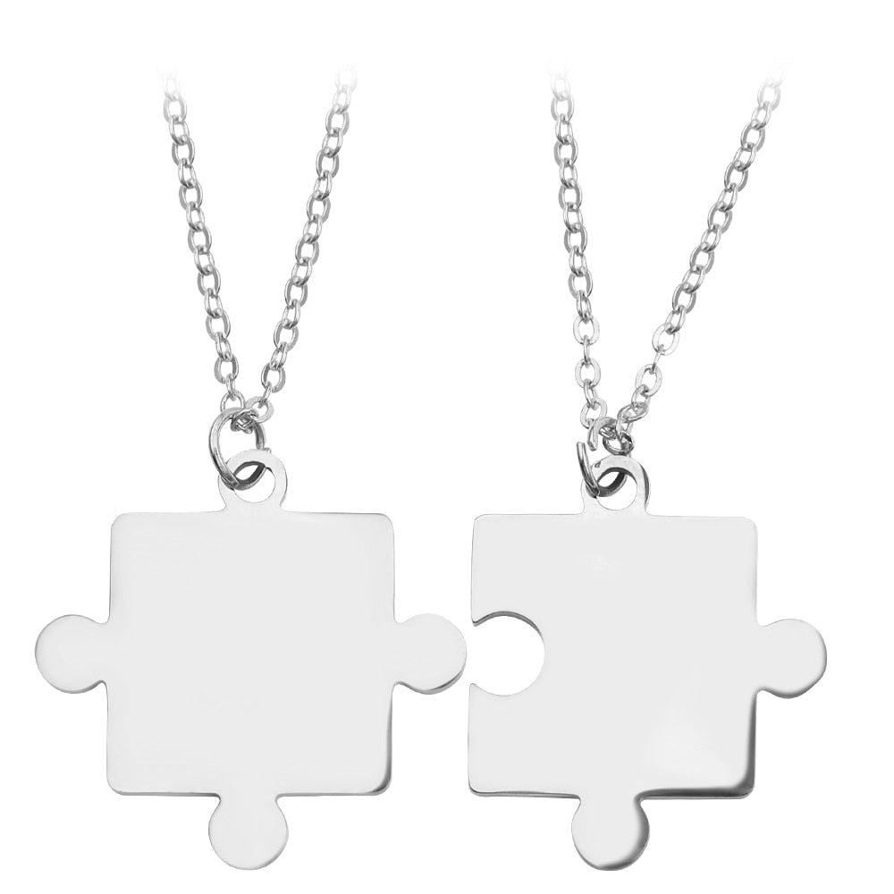Couples Jigsaw Necklaces 2pcs/Set For Women Lover's Gold And Black Silver Color Puzzle Pendant Love Necklace Jewelry Gift