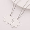 Couples Jigsaw Necklaces 2pcs/Set For Women Lover's Gold And Black Silver Color Puzzle Pendant Love Necklace Jewelry Gift