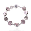 Fashion Jewelry Clear Crystal Pink Sister Zircon Charm Bracelets & Bangles Murano Bead Charm Beads Fit Pandora Bracelets
