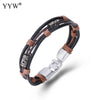 Cowhide 2020 New Rock Style Leather Men Bracelet & Bangle Black deep coffee color Bracelet Fashion Charm Bracelet bangles