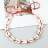 Cowrie Shells Necklace Bracelet Set Natural Seashells Knit Chain Rope Girl Choker Bracelets Adjustable Jewelry Friend Gift