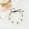 Cowrie Shells Necklace Bracelet Set Natural Seashells Knit Chain Rope Girl Choker Bracelets Adjustable Jewelry Friend Gift