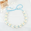 Cowrie Shells Necklace Bracelet Set Natural Seashells Knit Chain Rope Girl Choker Bracelets Adjustable Jewelry Friend Gift