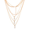 Bohemia Jewelry Multi Layer Choker Necklaces for Women Fashion Cross Pendant Vintage Collier Long Crystal Necklace