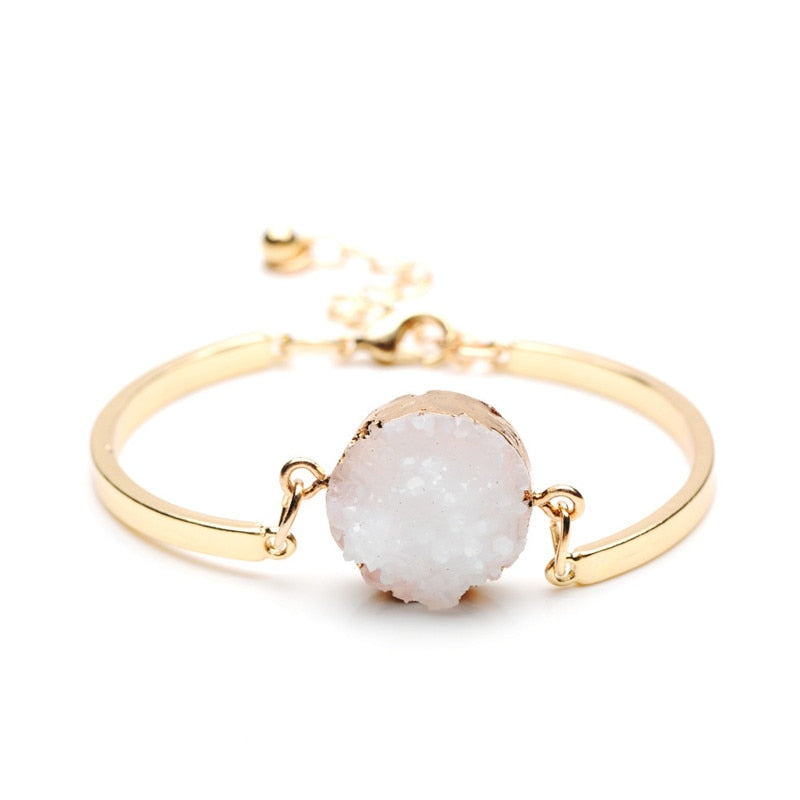 Charms Blue Purple And White Natural Stone Bracelets & Bangles For Women Fashion Gold Color Cuff Pulseiras Femininas