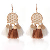 Vintage Hollow Out Hanging Tassel Earrings Female Trendy Red Blue Pompom Drop Earring Brincos Statement Jewelry