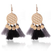 Vintage Hollow Out Hanging Tassel Earrings Female Trendy Red Blue Pompom Drop Earring Brincos Statement Jewelry