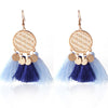 Vintage Hollow Out Hanging Tassel Earrings Female Trendy Red Blue Pompom Drop Earring Brincos Statement Jewelry