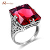 Created Ruby Stone Cocktail Ring Authentic 925 Sterling Silver Gem Stone Finger Ring Women Engagement Wedding Love Ring Jewelry
