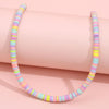 Creative Cute Colorful Soft Pottery Girl Necklace Beaded Clavicle Chain Party Necklaces Women Boho Beach Choker Jewelry Set Gift