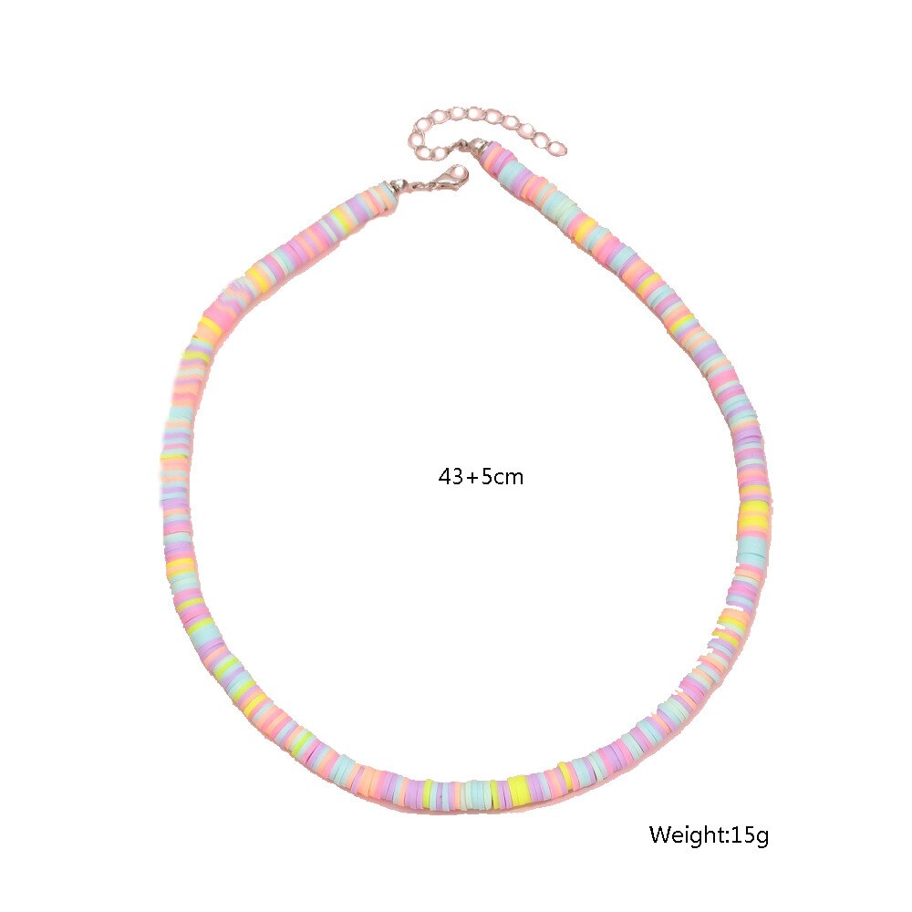 Creative Cute Colorful Soft Pottery Girl Necklace Beaded Clavicle Chain Party Necklaces Women Boho Beach Choker Jewelry Set Gift