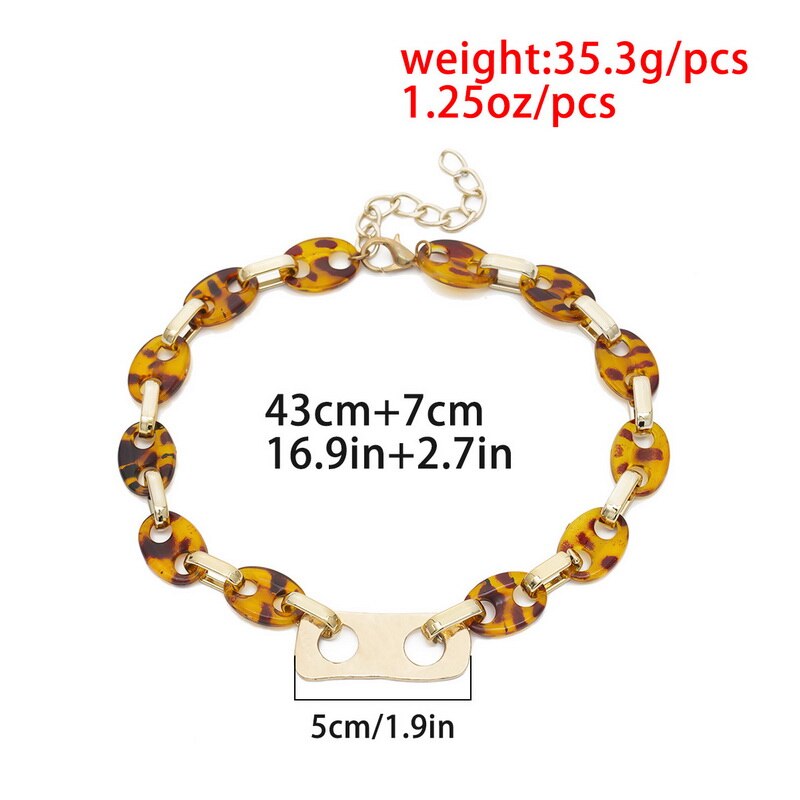 Creative Exaggerated Acrylic Thick Chain Geometric Pendant Choker Necklace Women Vintage Pig Snout Clavicle Necklace Jewelry