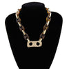Creative Exaggerated Acrylic Thick Chain Geometric Pendant Choker Necklace Women Vintage Pig Snout Clavicle Necklace Jewelry