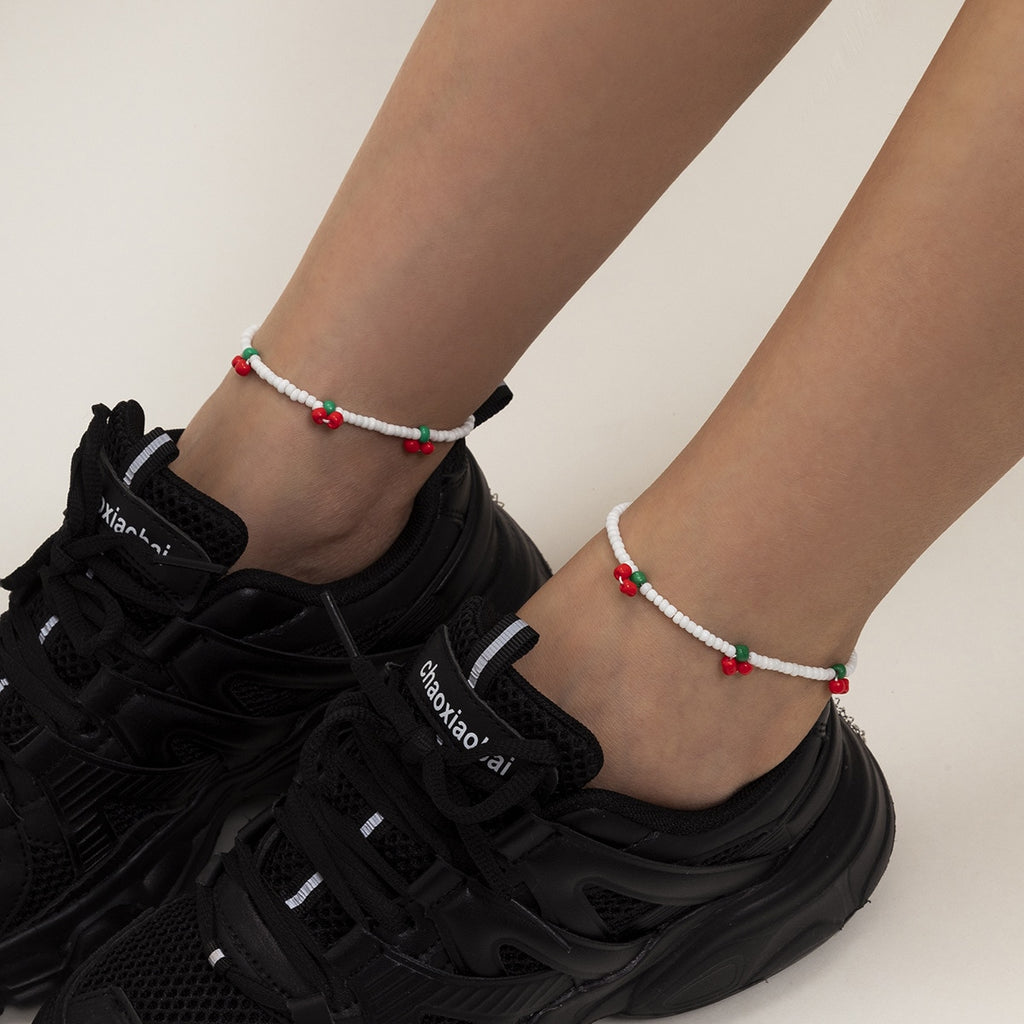 Creative Handmade Bead Cherry Choker Necklace For Women Trendy Bohemian Vintage Beaded Fruit Necklace Party Gift Jewelry Gift