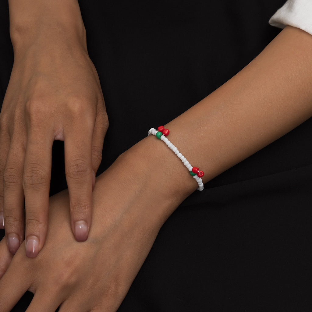 Creative Handmade Bead Cherry Choker Necklace For Women Trendy Bohemian Vintage Beaded Fruit Necklace Party Gift Jewelry Gift