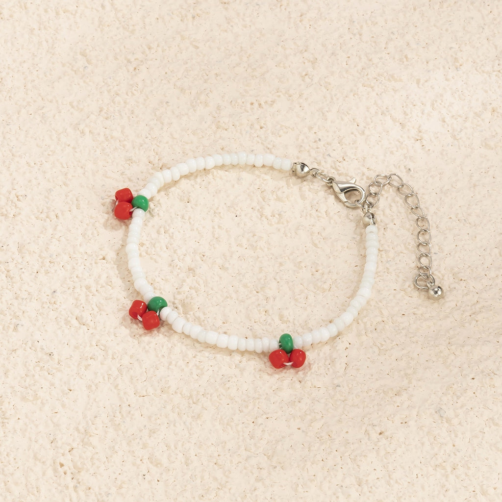 Creative Handmade Bead Cherry Choker Necklace For Women Trendy Bohemian Vintage Beaded Fruit Necklace Party Gift Jewelry Gift