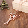 Creative Jewelry Necklace Tools Hair Dryer/Scissor/Comb/Mirror Pendants Necklace Barber Shop Hair Dresser Present Necklace