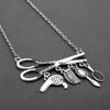 Creative Jewelry Necklace Tools Hair Dryer/Scissor/Comb/Mirror Pendants Necklace Barber Shop Hair Dresser Present Necklace