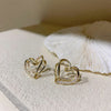 Creative Laminated Staggered Gold Peach Heart Micro Set Zircon Earrings For women's 2022 Girls Jewelry Accessories